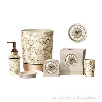 Clock Bathroom Set, Made of Resin, Limestone Powder, Decal Paper